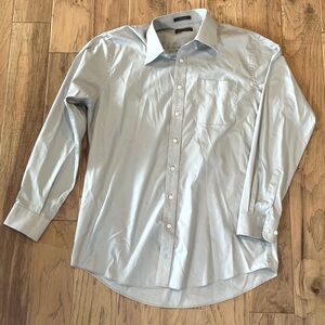 Damon Men’s Light Grey Easy Care Long Sleeve Button Down Shirt, 17” Neck